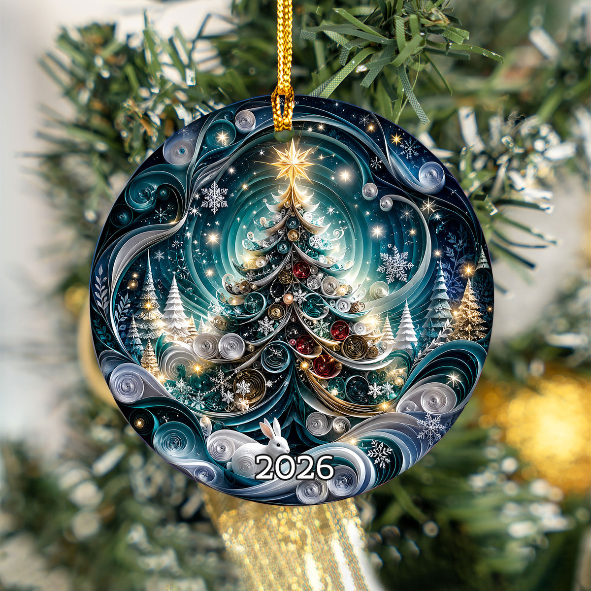 Blue Christmas Ornament 2026, Christmas Tree Decoration, Winter Holiday Decor, Xmas Keepsake Ornament