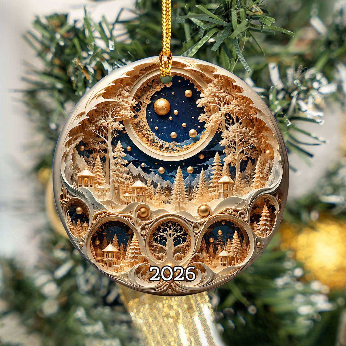 Christmas Ornament 2026, Snowy Village Scene, Winter Christmas Village Decor, Holiday Tree Ornament, Christmas Keepsake Gift (Copy)