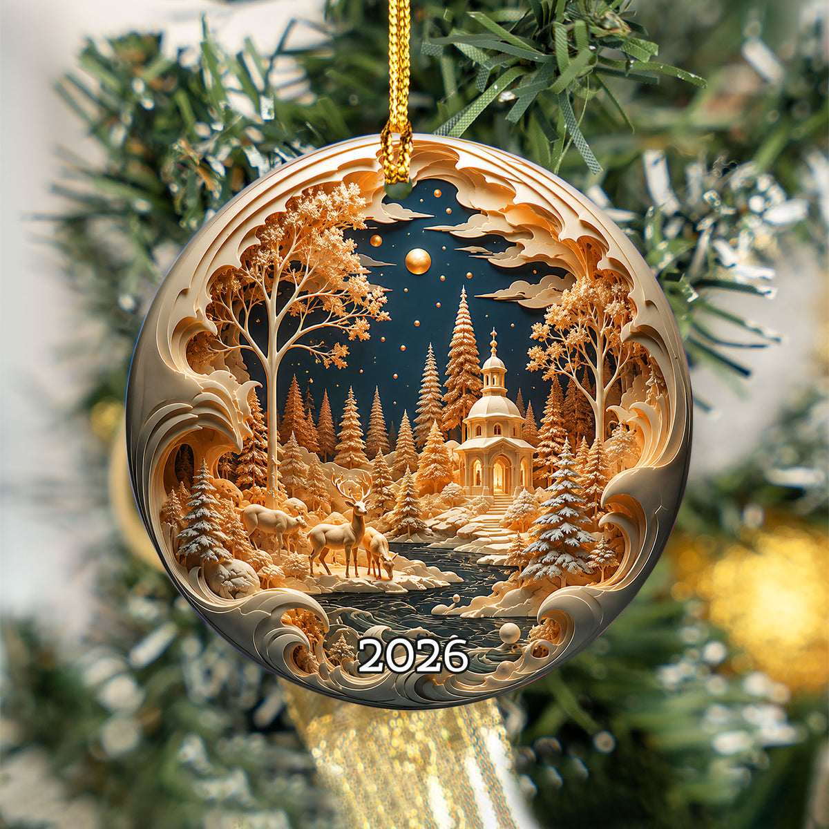 Snow Village Christmas Ornament 2026, Christmas Tree Decoration, Winter Holiday Village Decor, Seasonal Keepsake Ornament