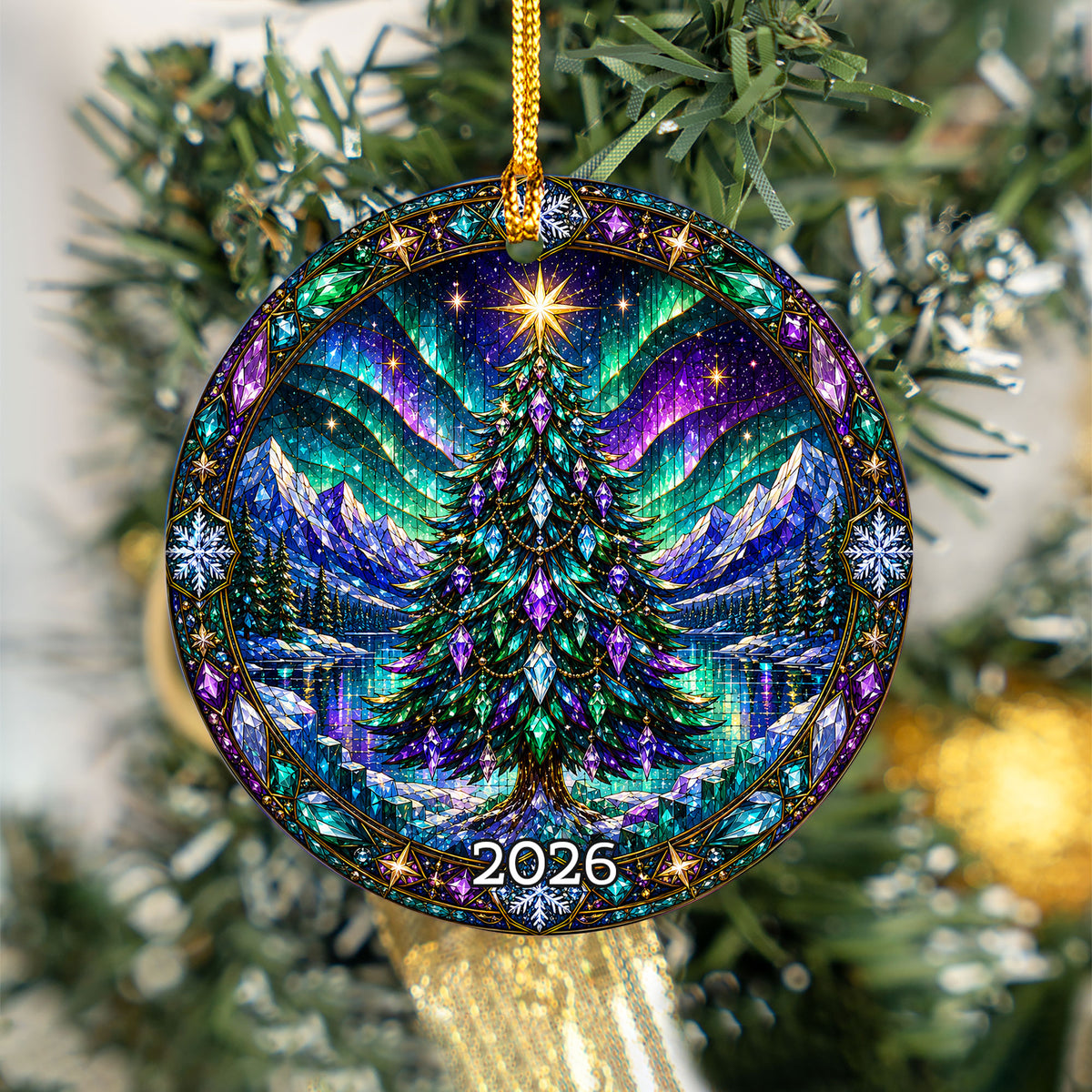 Christmas Tree Ornament 2026, Aurora Christmas Ornament, Winter Tree Decoration, Northern Lights Holiday Decor