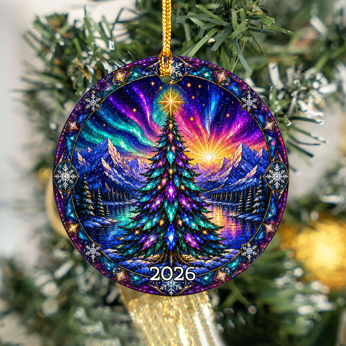 Aurora Christmas Tree Ornament 2026, Winter Landscape Ornament, Holiday Christmas Decor, Northern Lights Tree Decoration