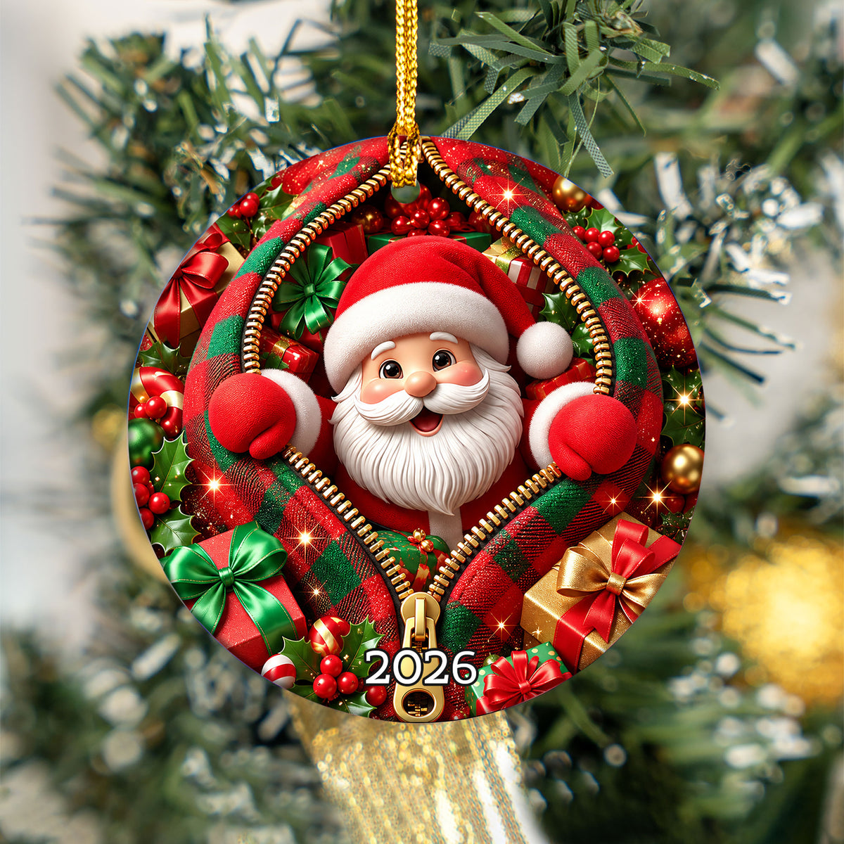 Christmas Santa Ornament 2026, Festive Santa Claus Tree Ornament, Holiday Decoration, Christmas Keepsake