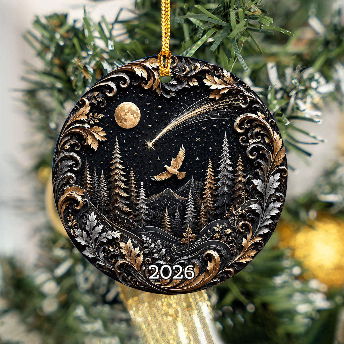 Christmas Dove Ornament 2026, Peace Dove Christmas Ornament, Nativity Star Ornament, Winter Forest Decor