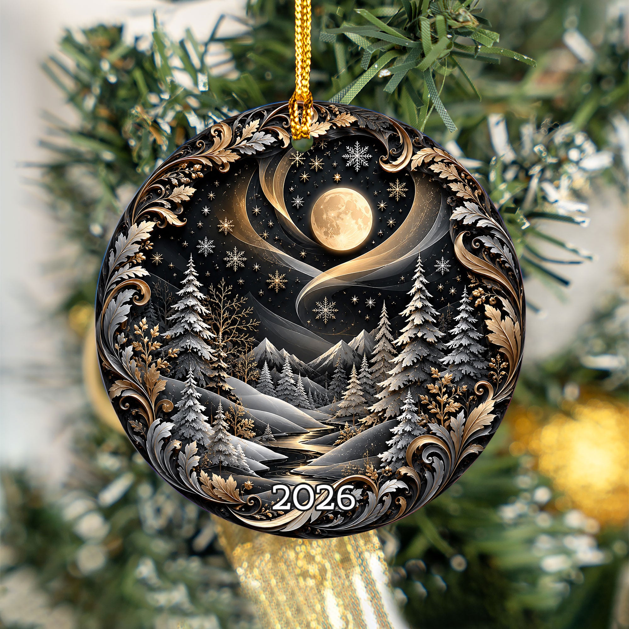 Winter Forest Christmas Ornament 2026, Shooting Star Holiday Ornament, Christian Christmas Tree Decor, Festive Keepsake Gift