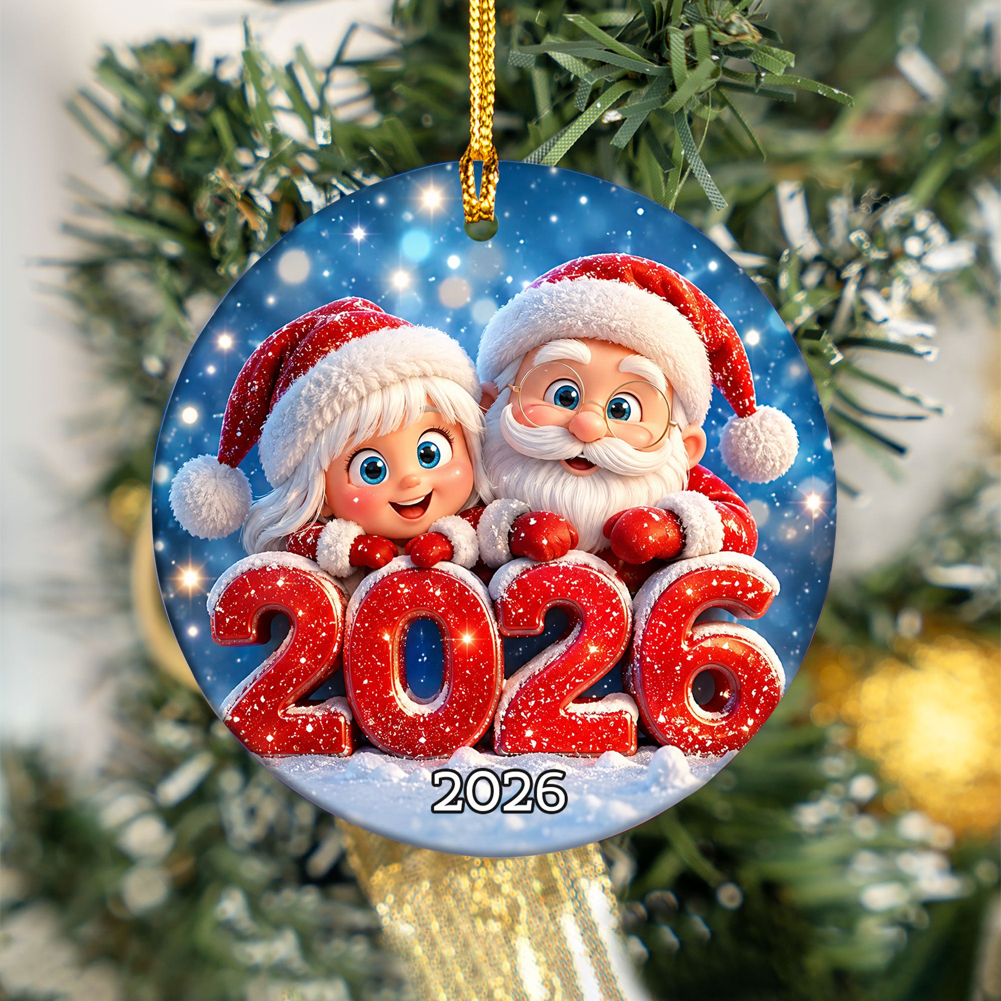 Santa and Girl Christmas Ornament 2026, Cute Santa Ornament, Christmas Tree Decoration, Holiday Keepsake Gift