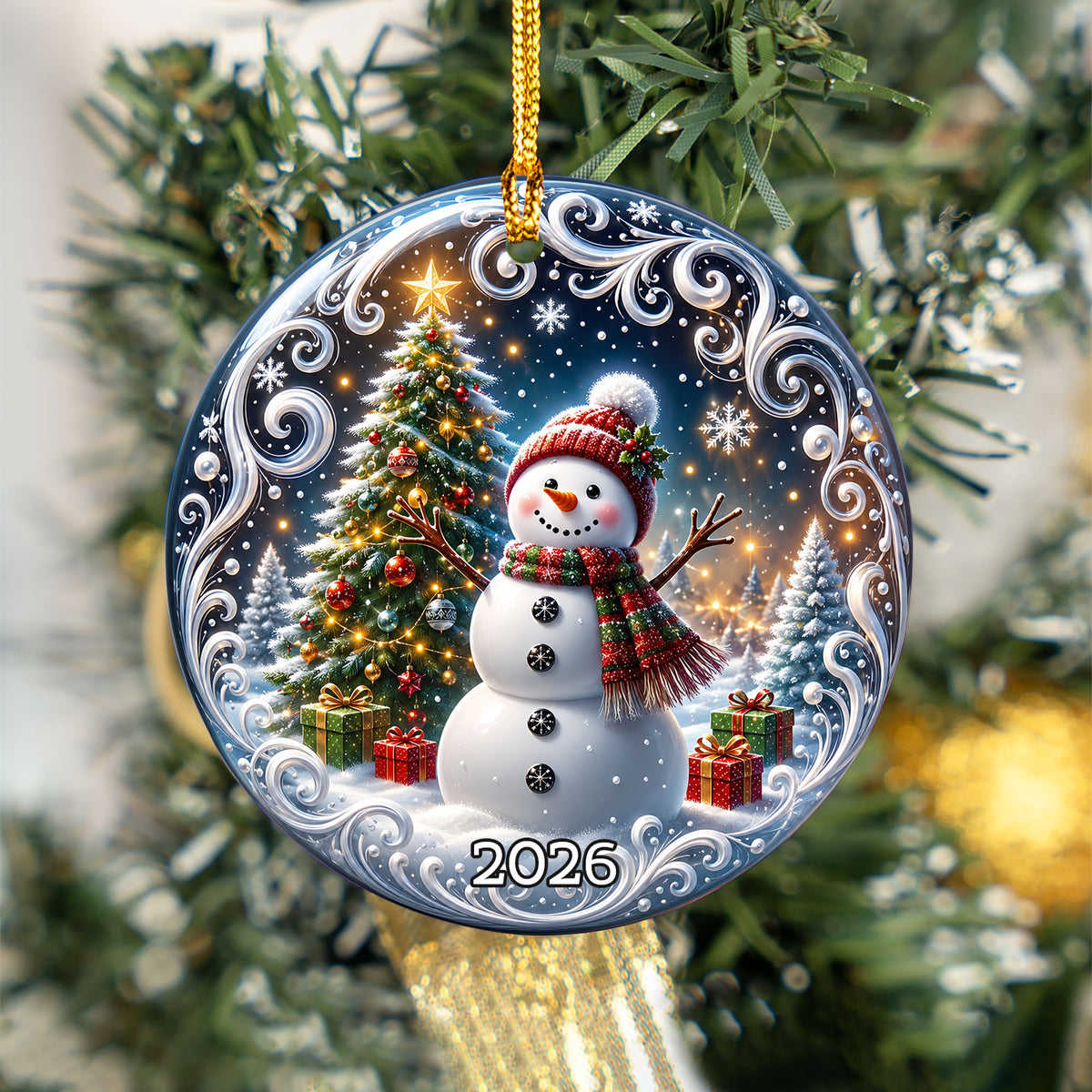 Christmas Snowman Ornament 2026, Winter Tree Ornament, Holiday Keepsake Decoration