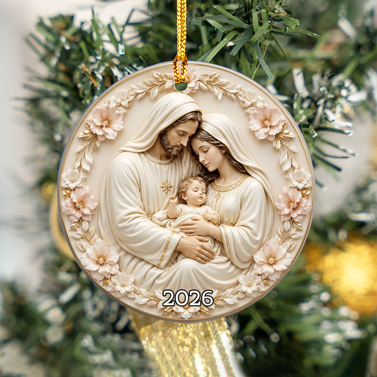 Baby Jesus Christmas Ornament 2026, Holy Family Nativity Scene Ornament, Religious Christmas Tree Decoration