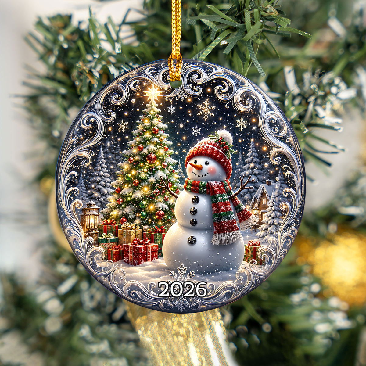 Blue Winter Christmas Ornament 2026, Snowman Tree Ornament, Holiday Keepsake Decoration, Christmas Gift