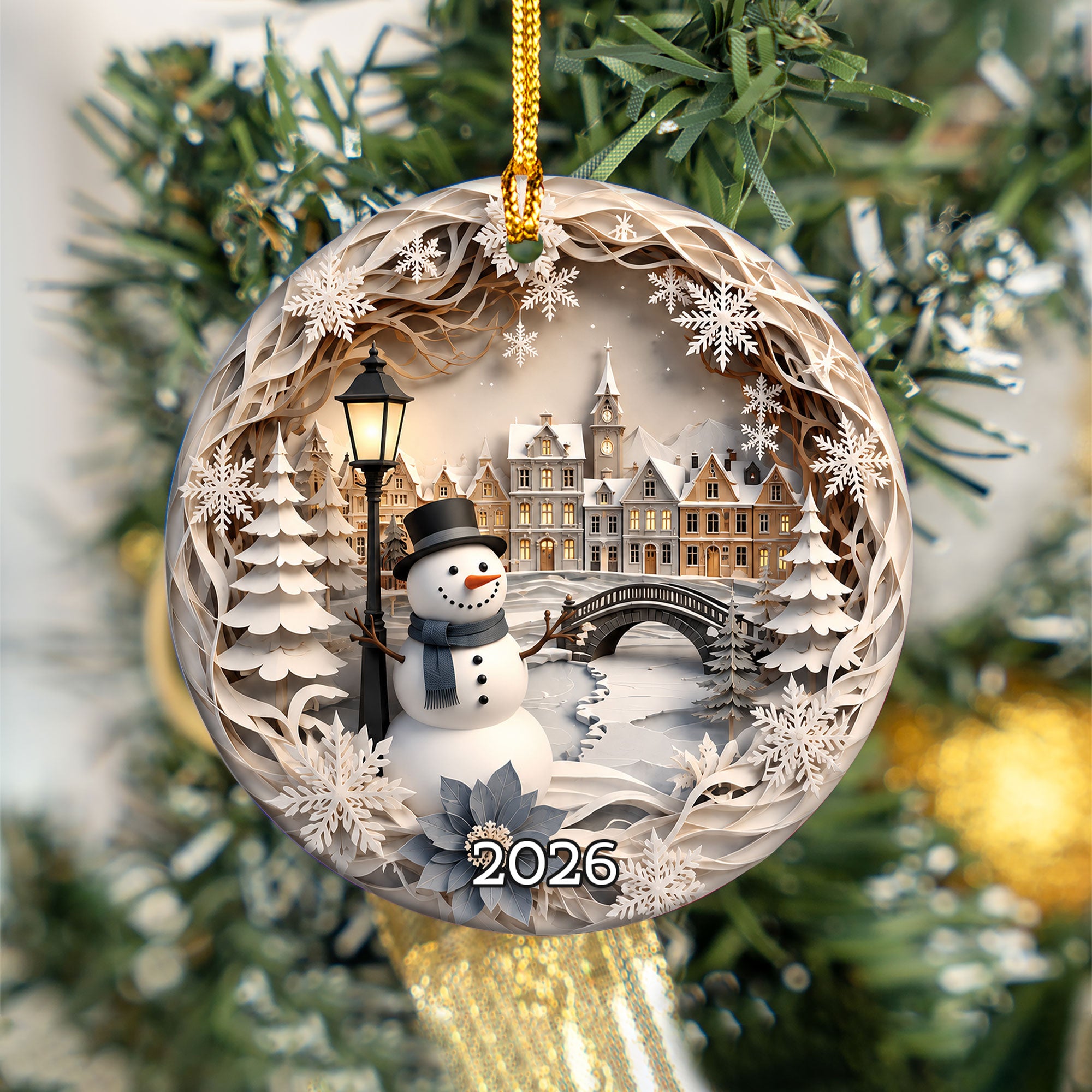 Snowman Christmas Ornament 2026, Winter Village Ornament, Christmas Tree Decoration