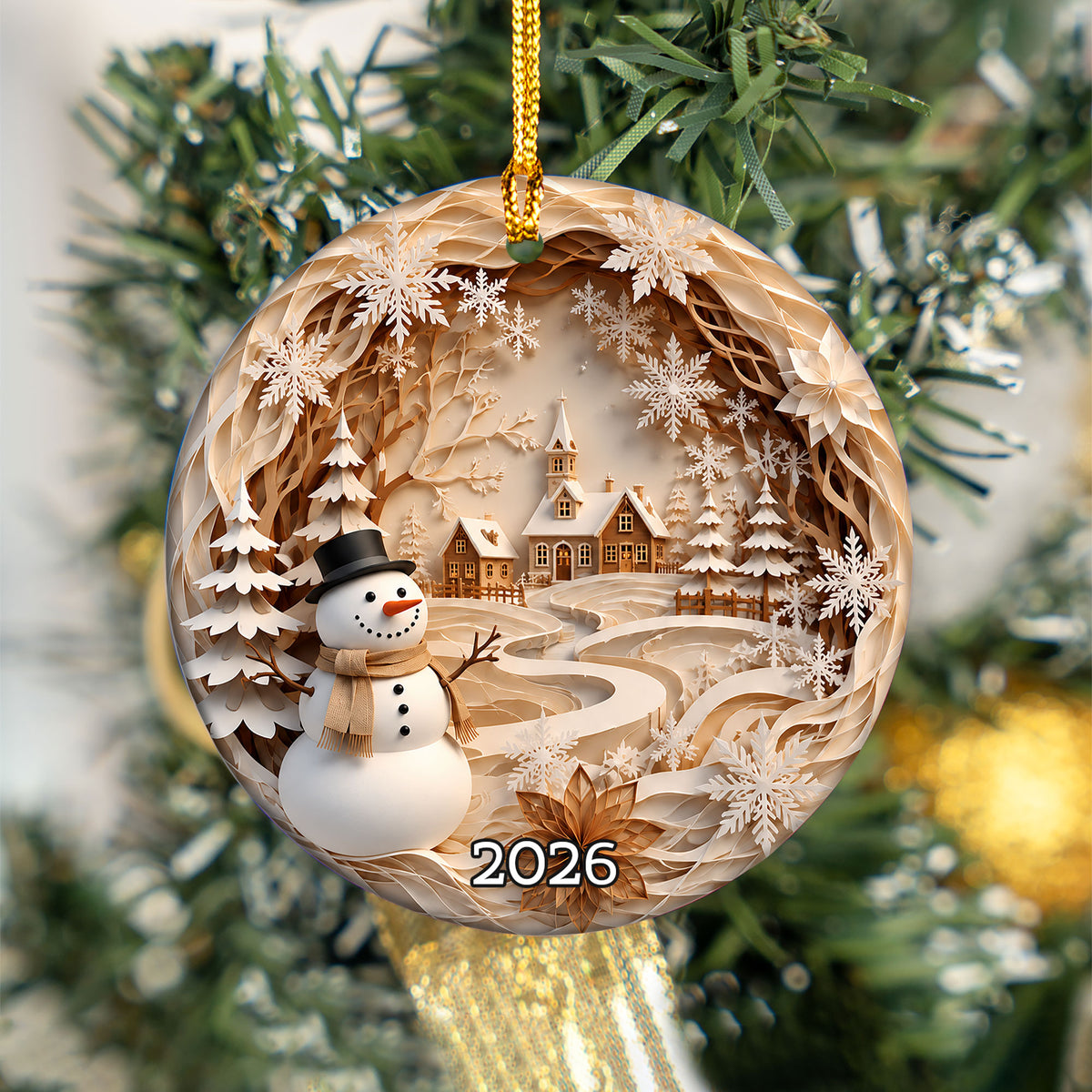 Snowman Winter Village Ornament 2026, Christmas Tree Ornament, Holiday Decoration, Christmas Keepsake Gift