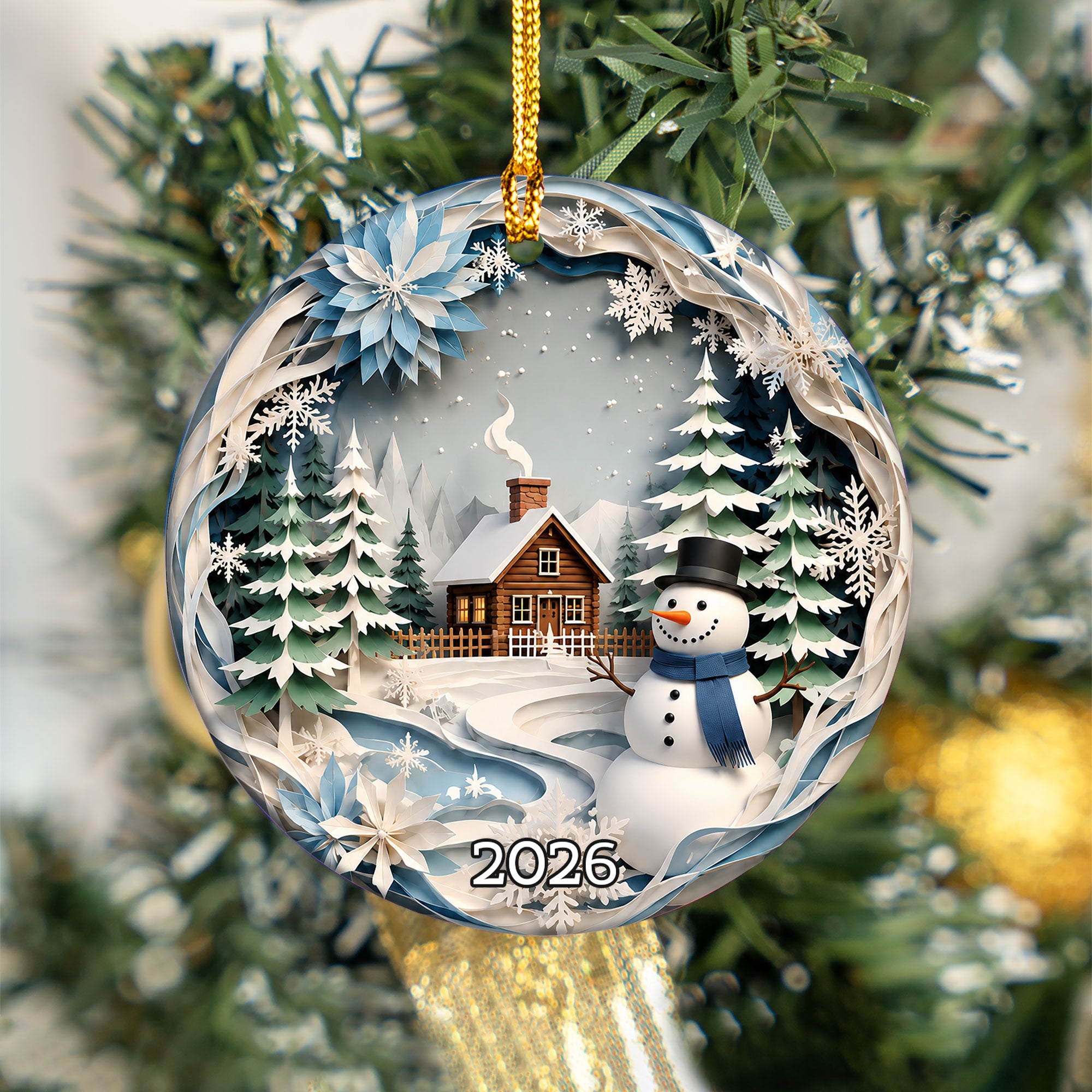 Snowman Christmas Tree Ornament 2026, Winter Village Holiday Ornament, Snowy Christmas Decoration