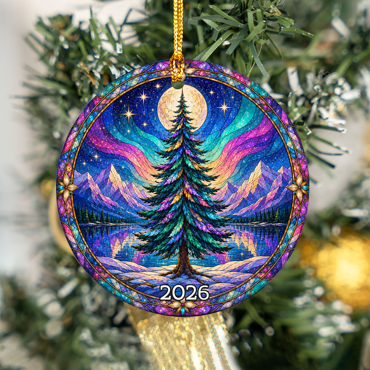 Aurora Borealis Christmas Ornament 2026, Christmas Tree Ornament, Winter Landscape Decoration