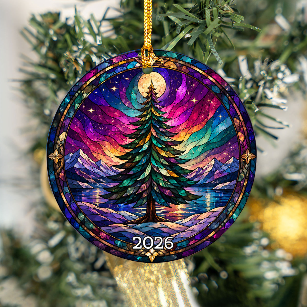 Northern Lights Christmas Tree Ornament 2026, Aurora Winter Landscape Ornament, Holiday Decoration