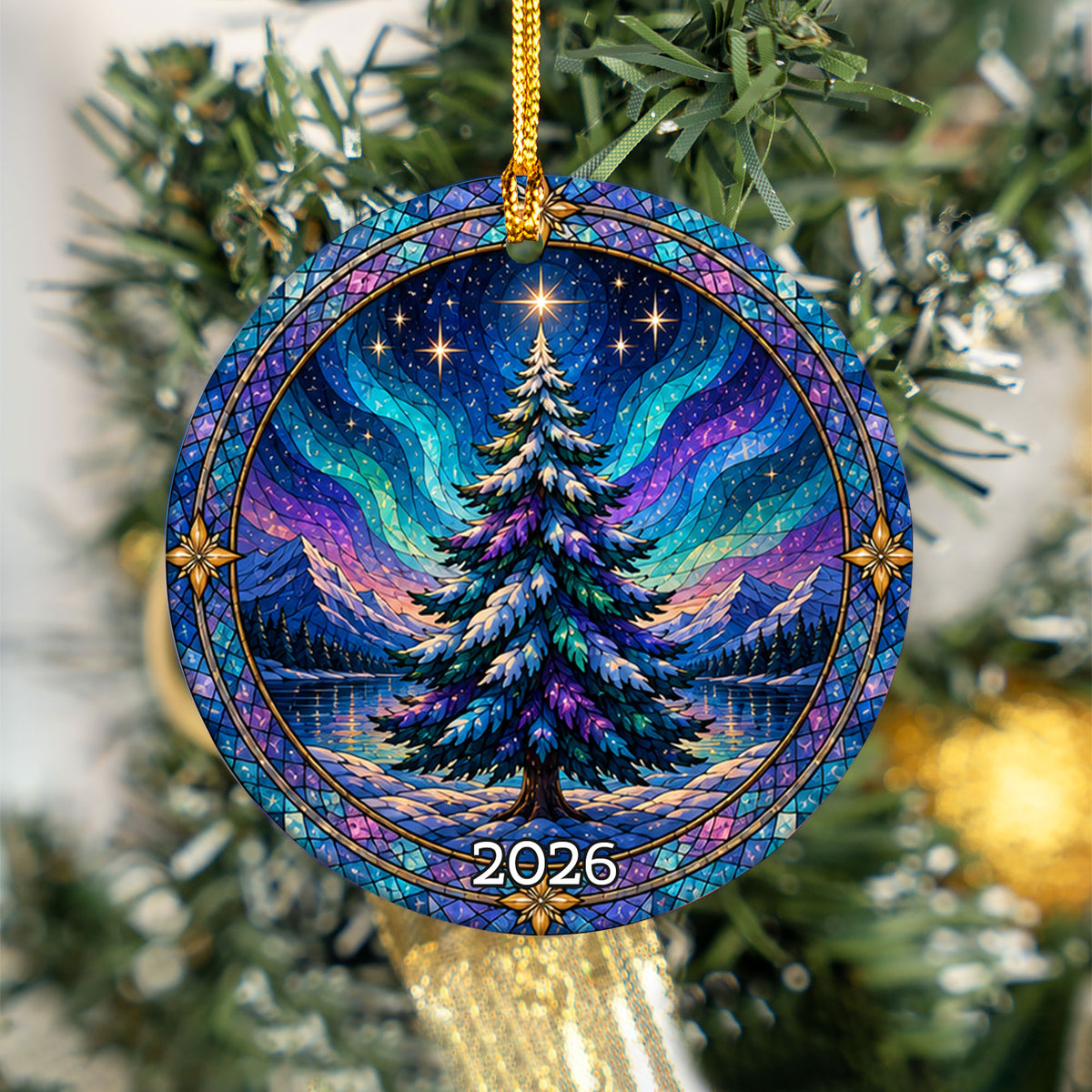 Christmas Tree Ornament 2026, Aurora Christmas Ornament, Winter Tree Decoration, Northern Lights Holiday Decor