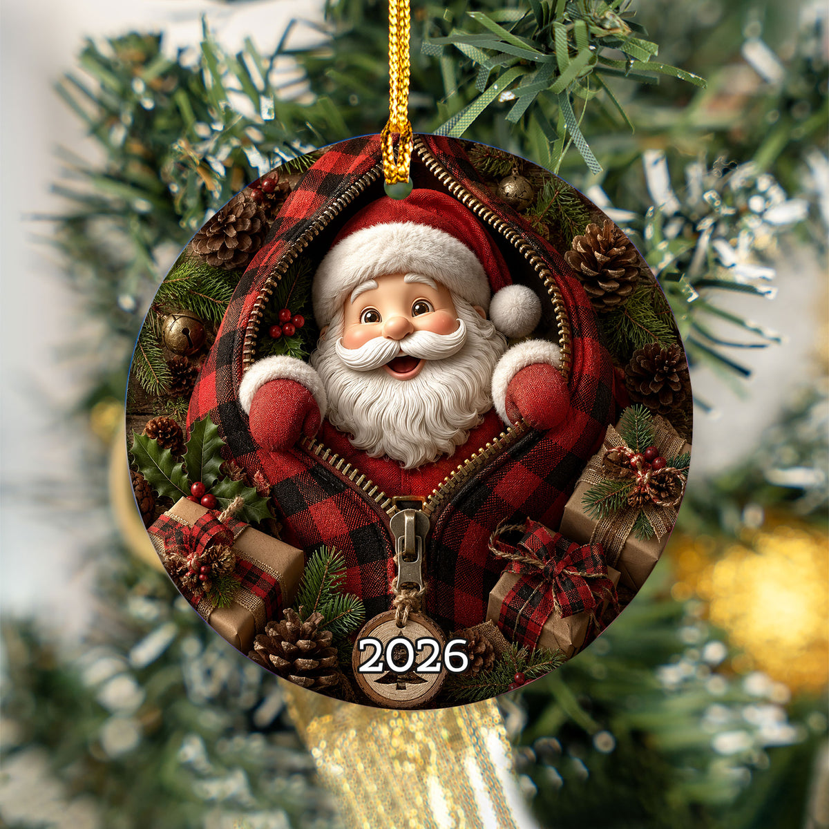 Christmas Ornament 2026 Santa Claus Design, Cute Holiday Tree Decoration, Xmas Keepsake Ornament