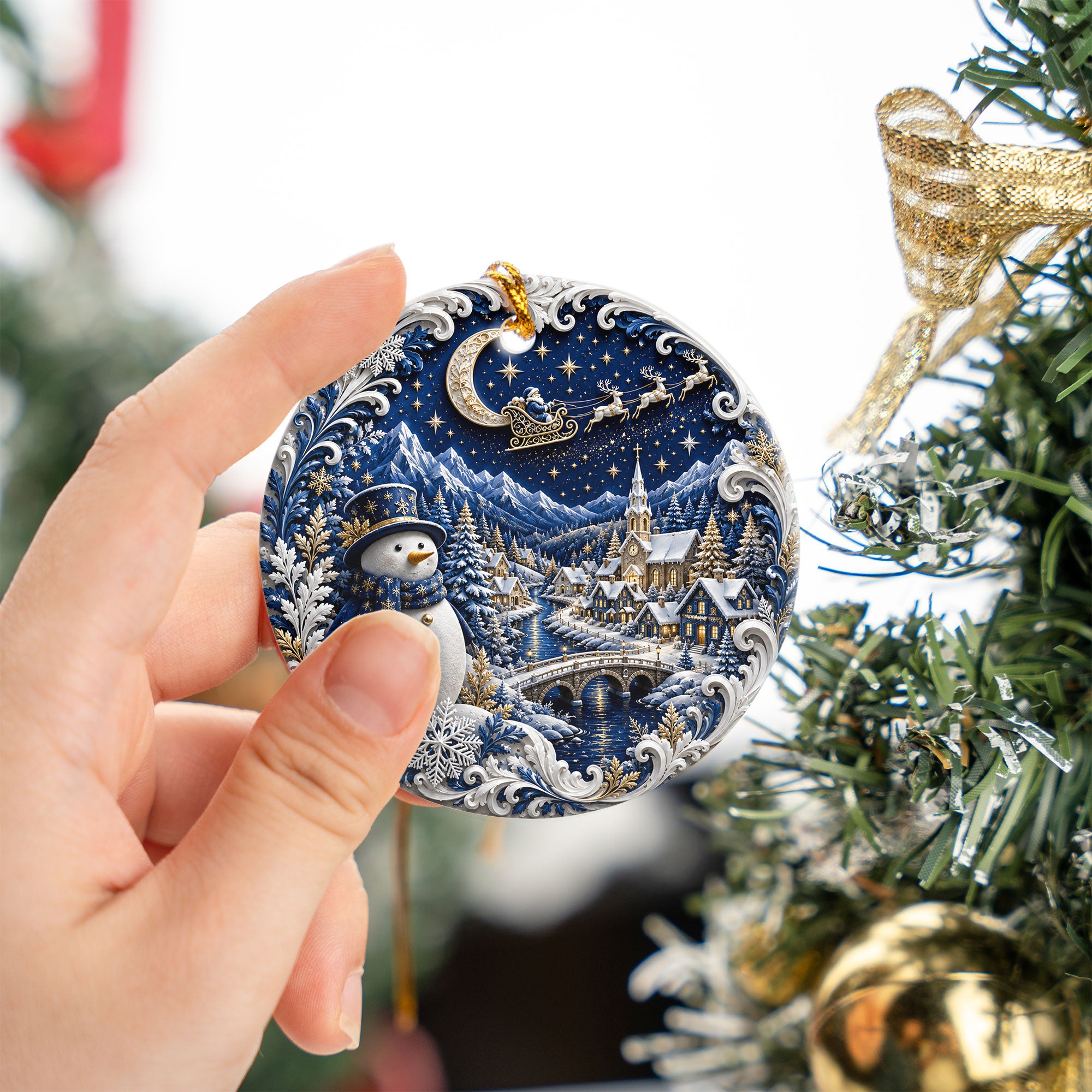 2026 Winter Snowman Ornament, Christmas Tree Decoration, Ceramic Holiday Ornament, Christmas Keepsake