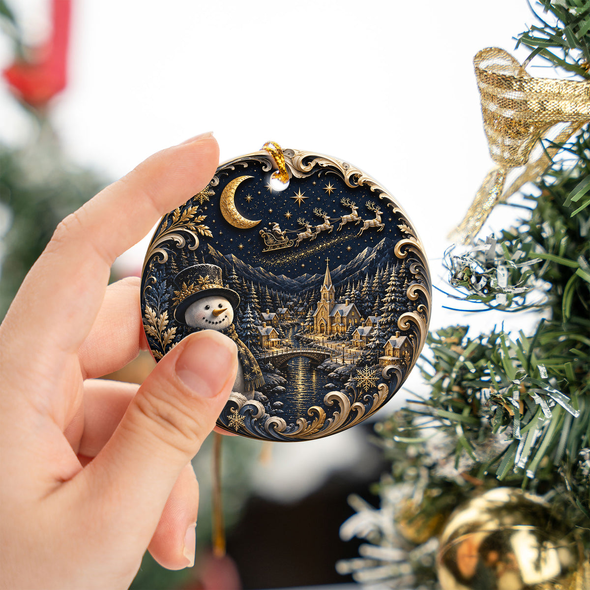 Snowman Christmas Ornament 2026, Cute Snowman Ceramic Ornament, Winter Holiday Tree Decoration