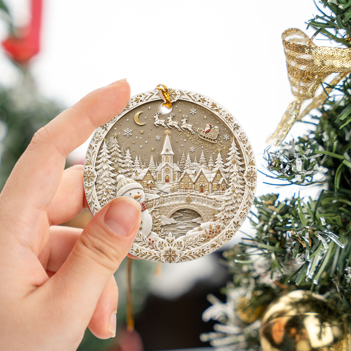 Cozy Snowman Christmas Ornament 2026, Ceramic Holiday Ornament, Winter Tree Decoration, Christmas Keepsake Gift for Loved Ones