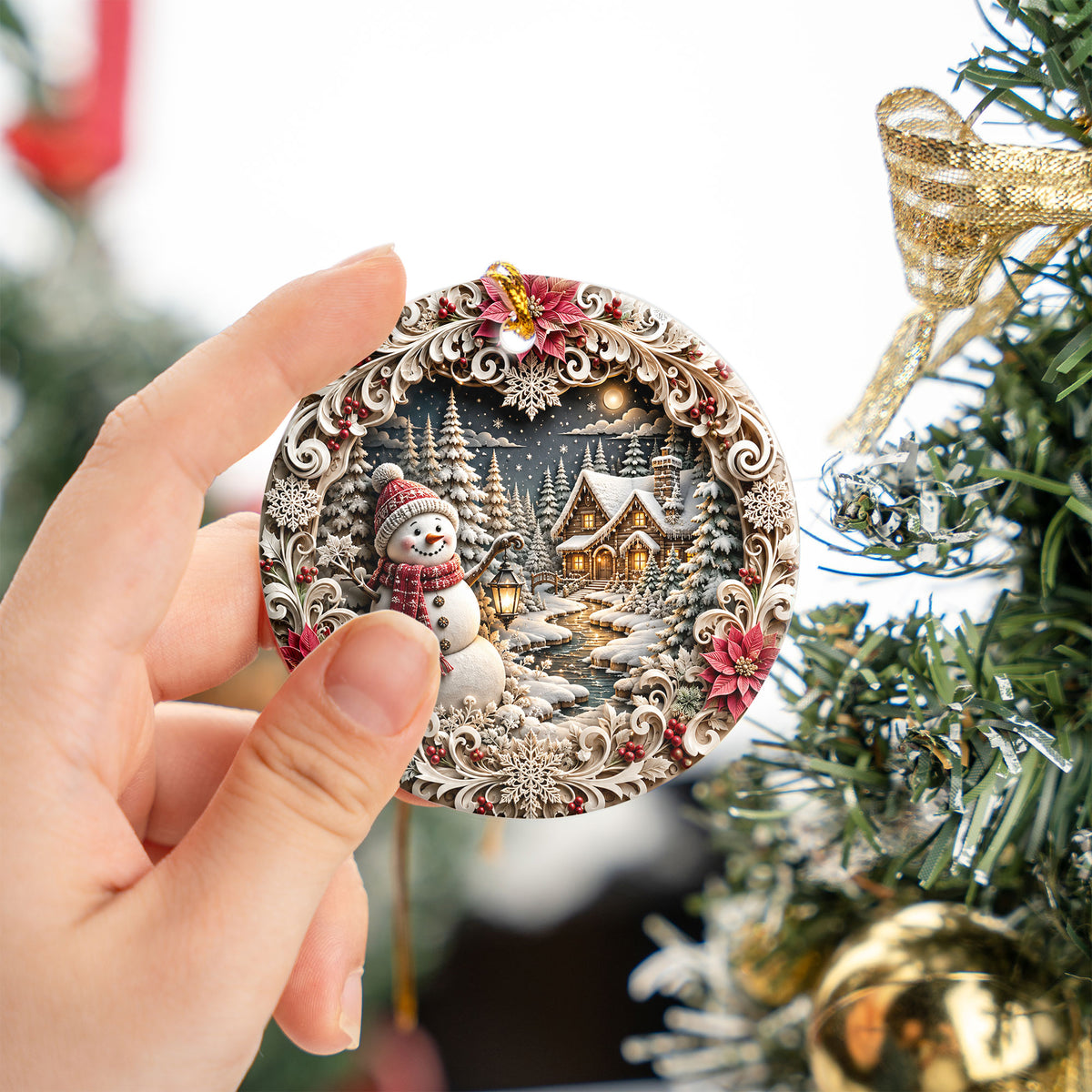 Snowman Christmas Ornament 2026, Cute Snowman Ceramic Ornament, Winter Holiday Tree Decoration