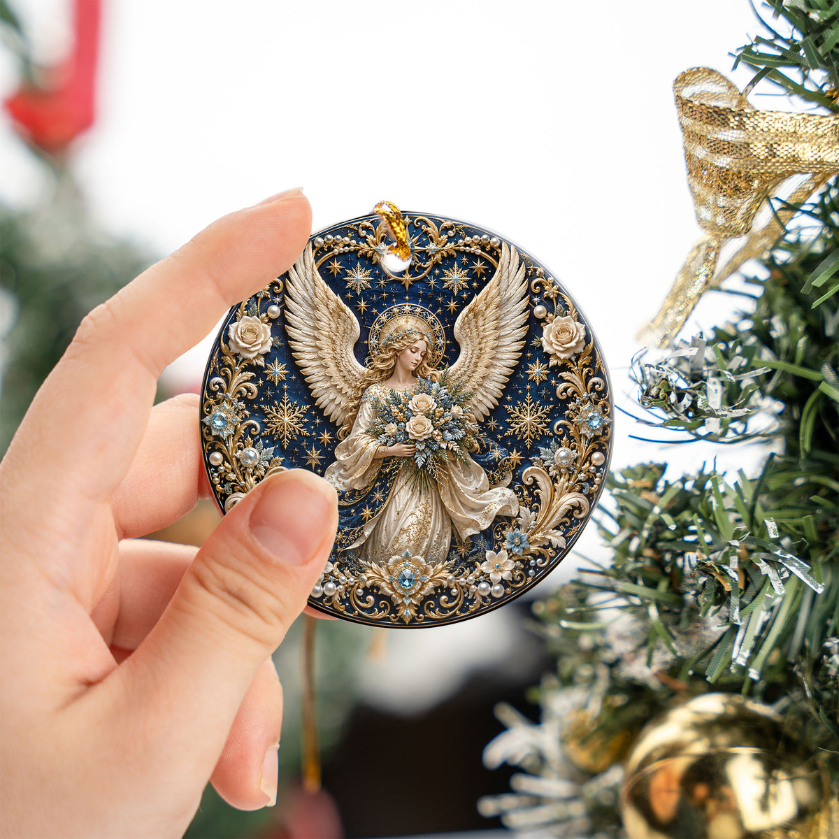 Christmas Angel Ornament 2026, Religious Guardian Angel Ceramic Tree Ornament, Holiday Decoration, Christian Christmas Keepsake Gift