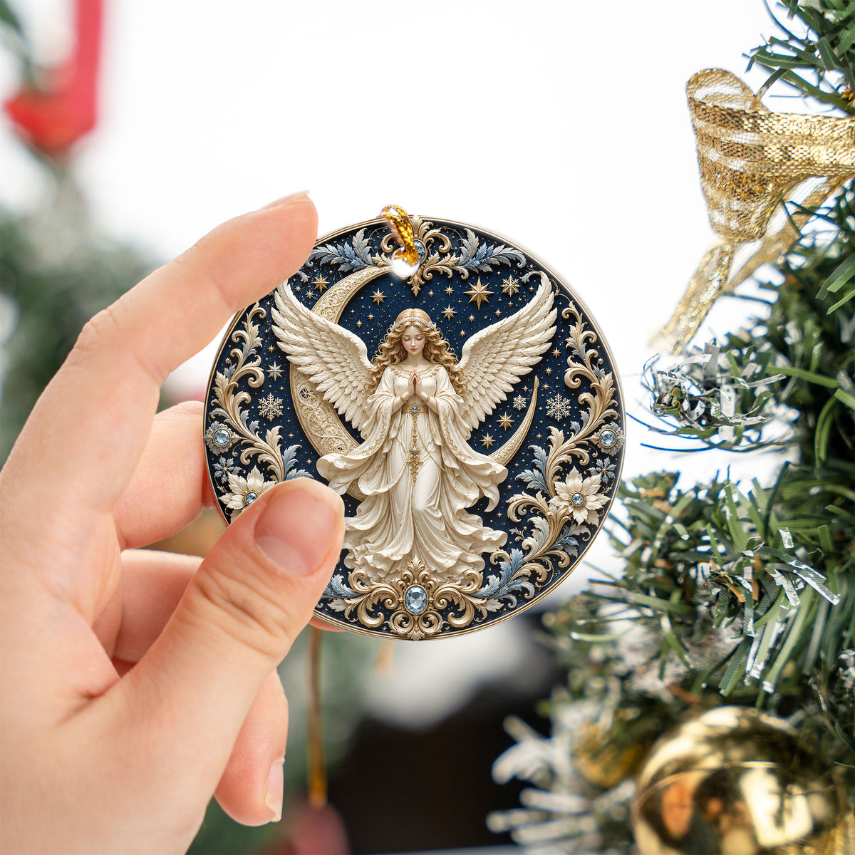 Angel Christmas Ornament 2026, Guardian Angel Christmas Tree Ornament, Ceramic Holiday Ornament