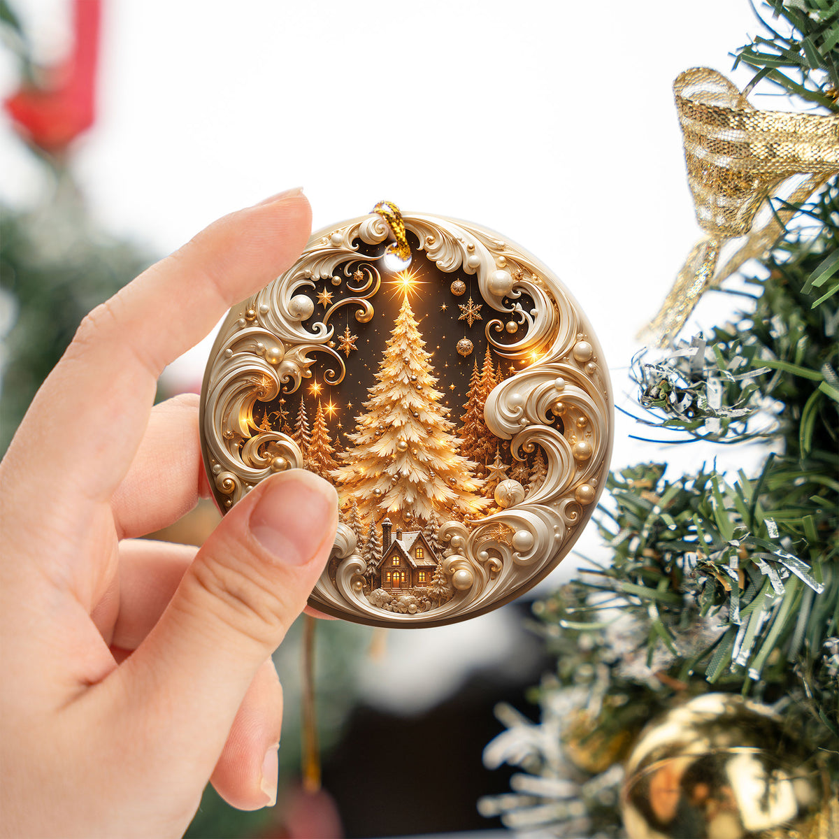 2026 Gold Christmas Ornament, Christmas Tree Holiday Ornament, Ceramic Christmas Decoration, Keepsake Gift for Family and Home