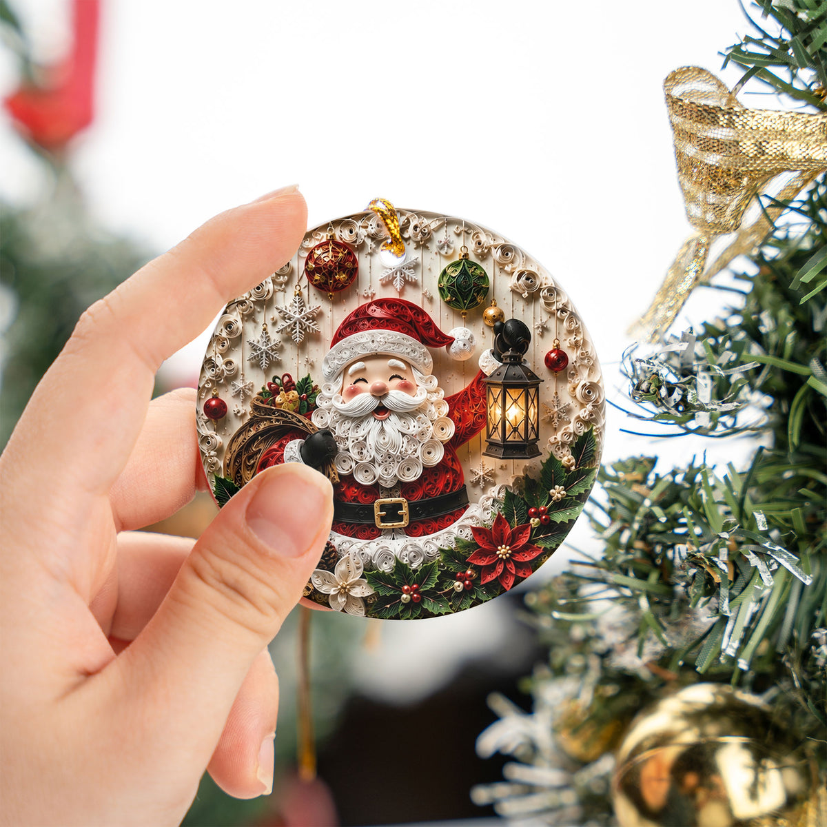 Santa Claus Ornament 2026, Rustic Christmas Ceramic Ornament, Holiday Tree Decoration, Vintage Santa Keepsake