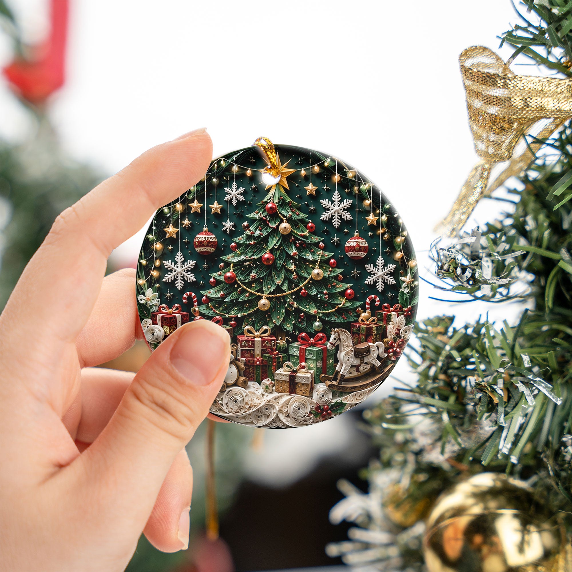 Christmas Tree Keepsake Ornament 2026, Elegant Ceramic Holiday Ornament, Festive Tree Decoration