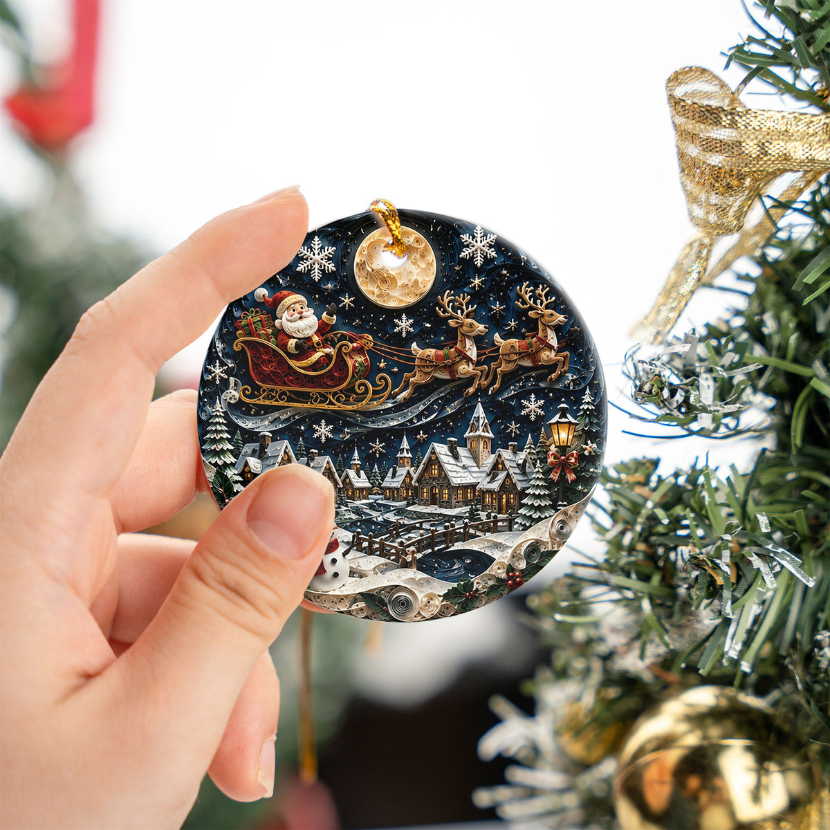 Santa Christmas Ornament 2026, Vintage Santa Claus Ceramic Ornament, Holiday Tree Decoration