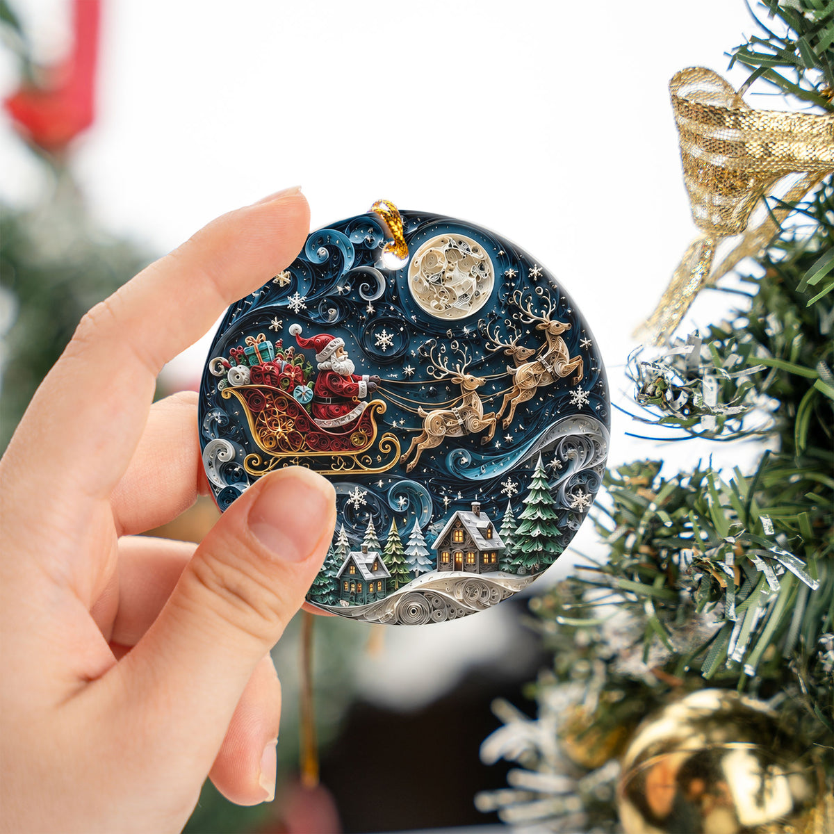 Santa Claus Christmas Ornament 2026, Vintage Santa Ceramic Ornament, Holiday Tree Decoration, Rustic Christmas Keepsake