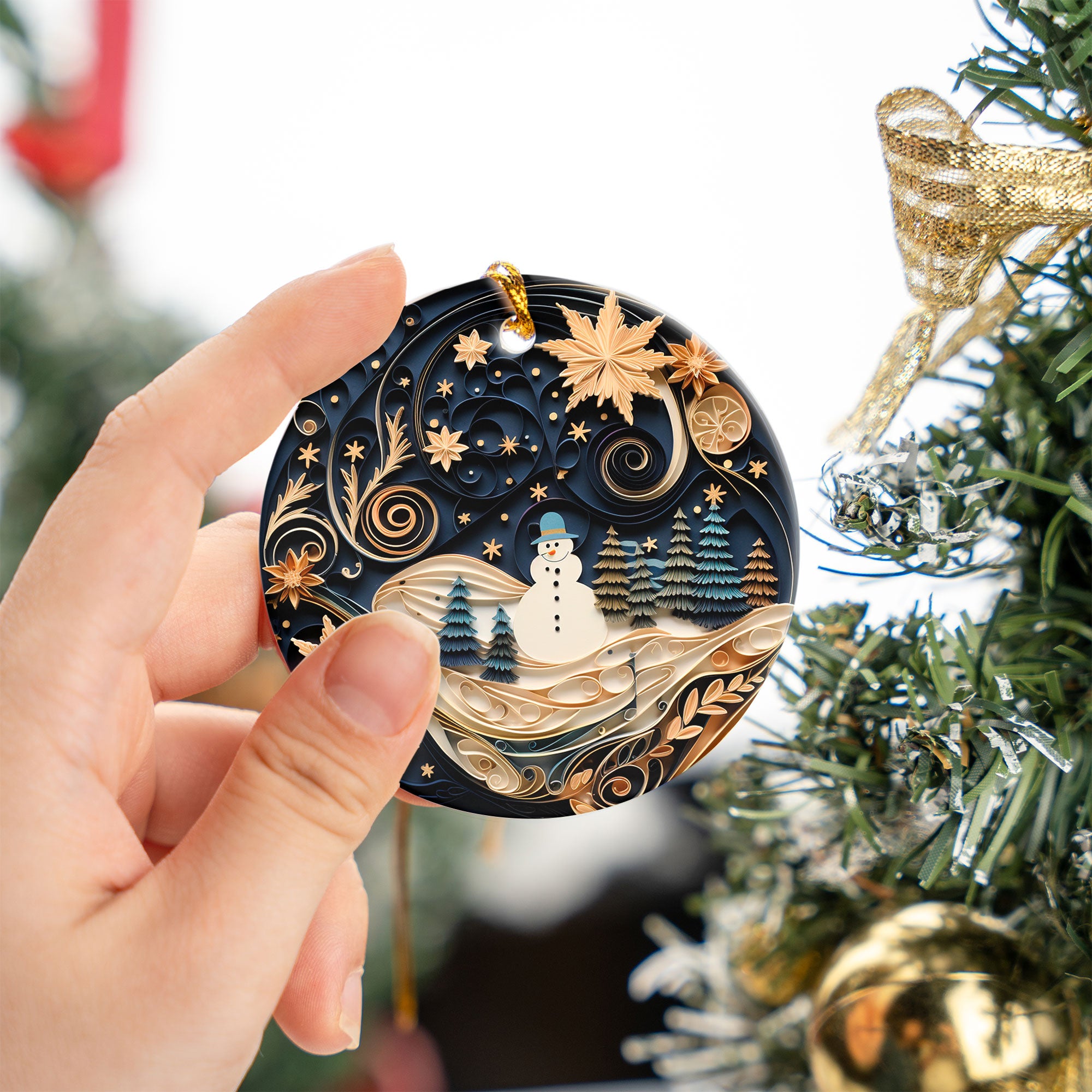 Layered Effect Snowman Christmas Ornament, Christmas 2026 Dated Ornament, Double-Sided Holiday Keepsake, Christmas Tree Gift, Festive Ornament