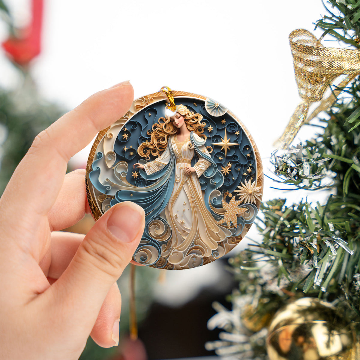 2026 Guardian Angel Ornament, Celestial Angel Keepsake Gift, Christian Holiday Keepsake, Elegant Religious Tree Decor