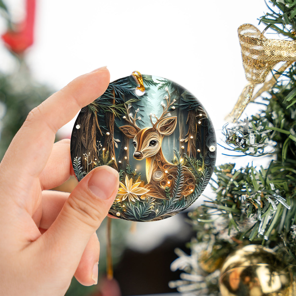 Baby Deer Ornament, Woodland Christmas Tree Ornament, Kids Christmas Gift, Kids' Name Ornament, Child's Name Ornament