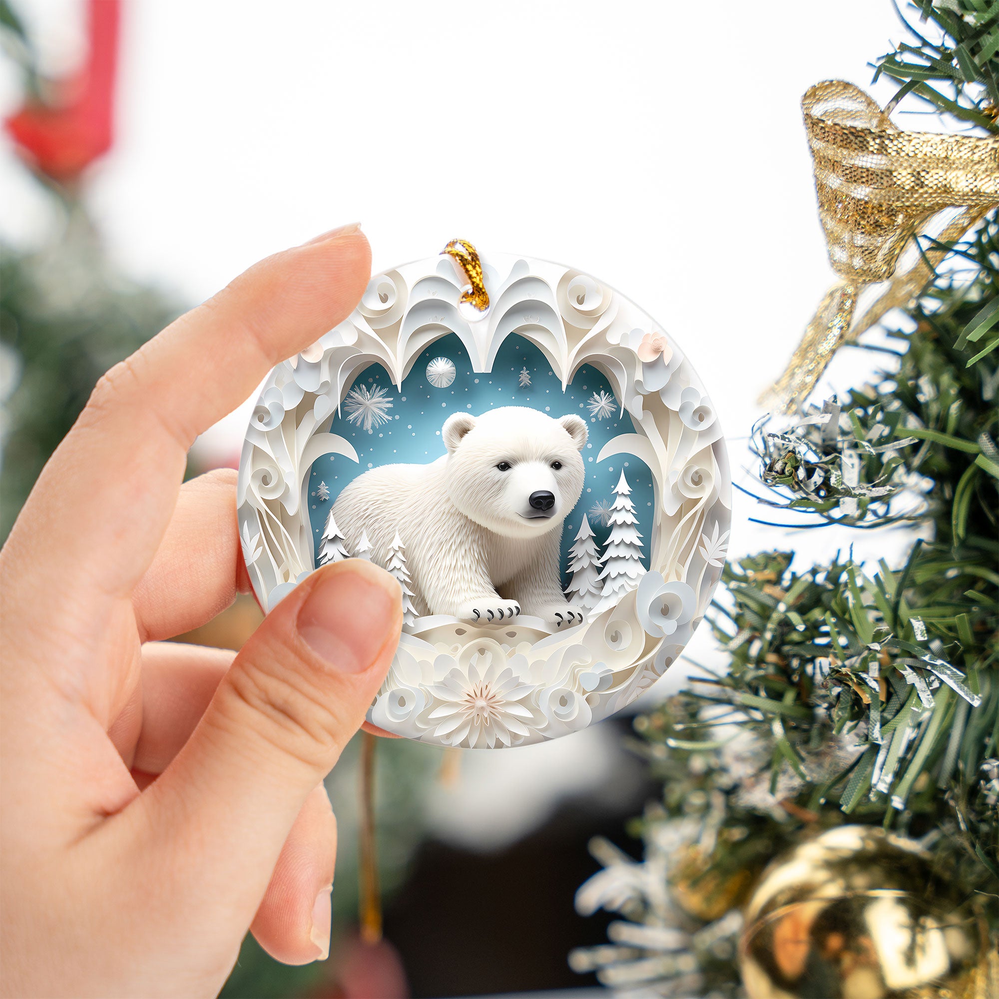 Polar Bear Christmas Ornament 2026, Arctic Bear Ornament, Winter Wildlife Tree Decor, Holiday Keepsake, Christmas Gift