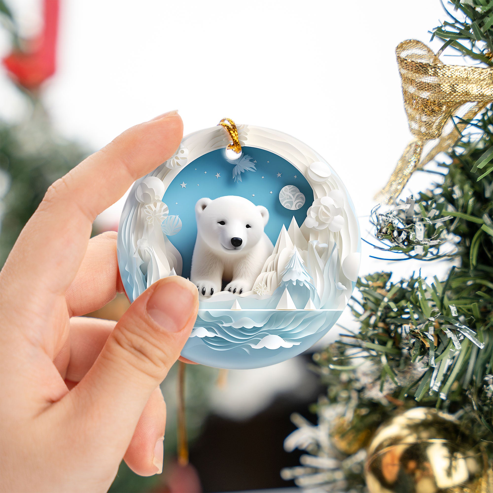 Polar Bear Ornament 2026, Winter Wonderland Christmas Decoration, Arctic Animal Keepsake, Holiday Tree Ornament