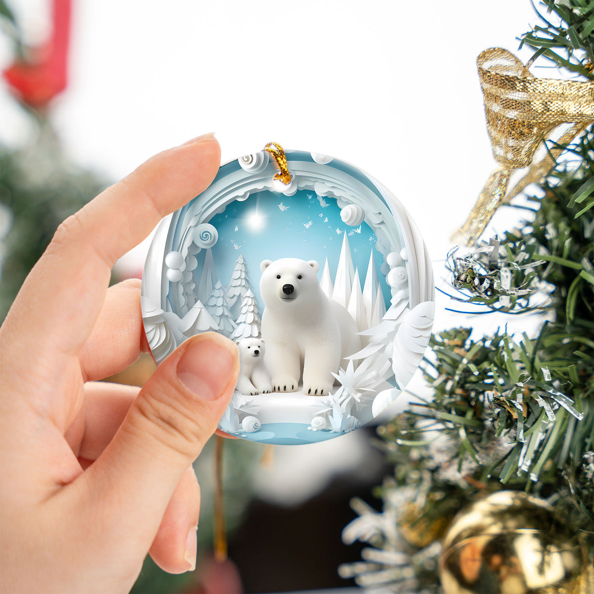 Baby Polar Bear Ornament 2026, Winter Animal Christmas Ornament, Arctic Holiday Decor, Christmas Keepsake