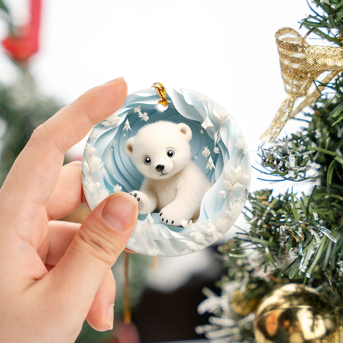 Baby Polar Bear Ornament 2026, Winter Animal Christmas Ornament, Arctic Holiday Decor, Christmas Keepsake