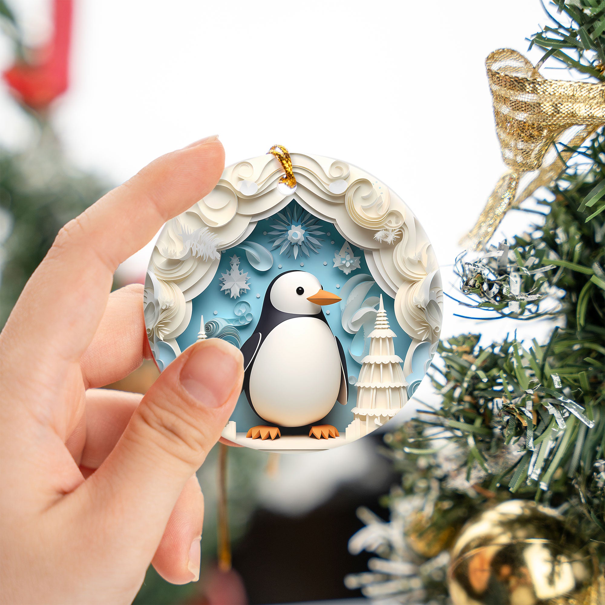 Penguin Christmas Ornament 2026, Winter Wonderland Tree Decoration, Cute Arctic Animal Keepsake
