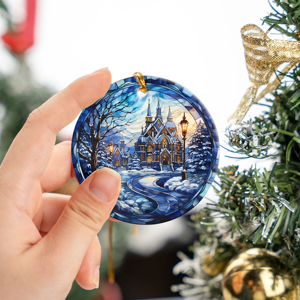 Stained Glass Style Christmas Ornament 2026, Christmas Tree Decor, Holiday Keepsake, Winter Decoration