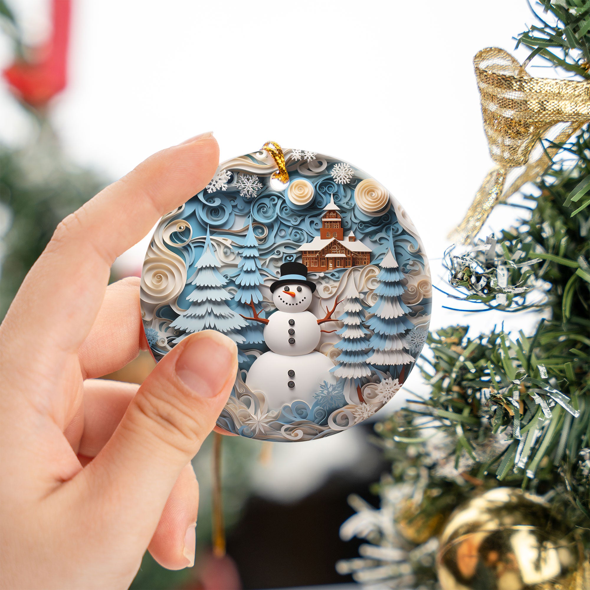 Snowman Ornament, Christmas Tree Ornament, Holiday Decoration, Christmas Keepsake Gift