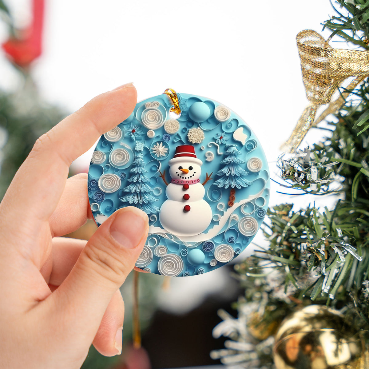 Snowman Tree Ornament 2026, Christmas Paper Art Ornament, Winter Holiday Decor, Seasonal Christmas Decoration, Gift Idea