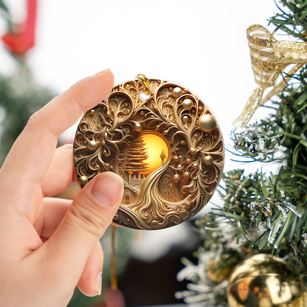 2026 Golden Tree of Life Ornament, Luxury Christmas Ornament, Ornate Gold Holiday Decor, Elegant Xmas Tree Decoration, Keepsake Gift