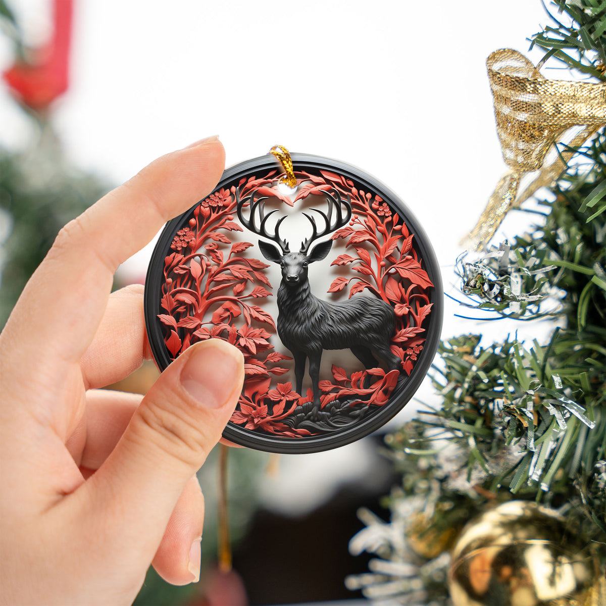 Christmas Ornament 2026, Deer Winter Forest Ornament, Woodland Keepsake Gift, Holiday Decor, Xmas Tree Decoration