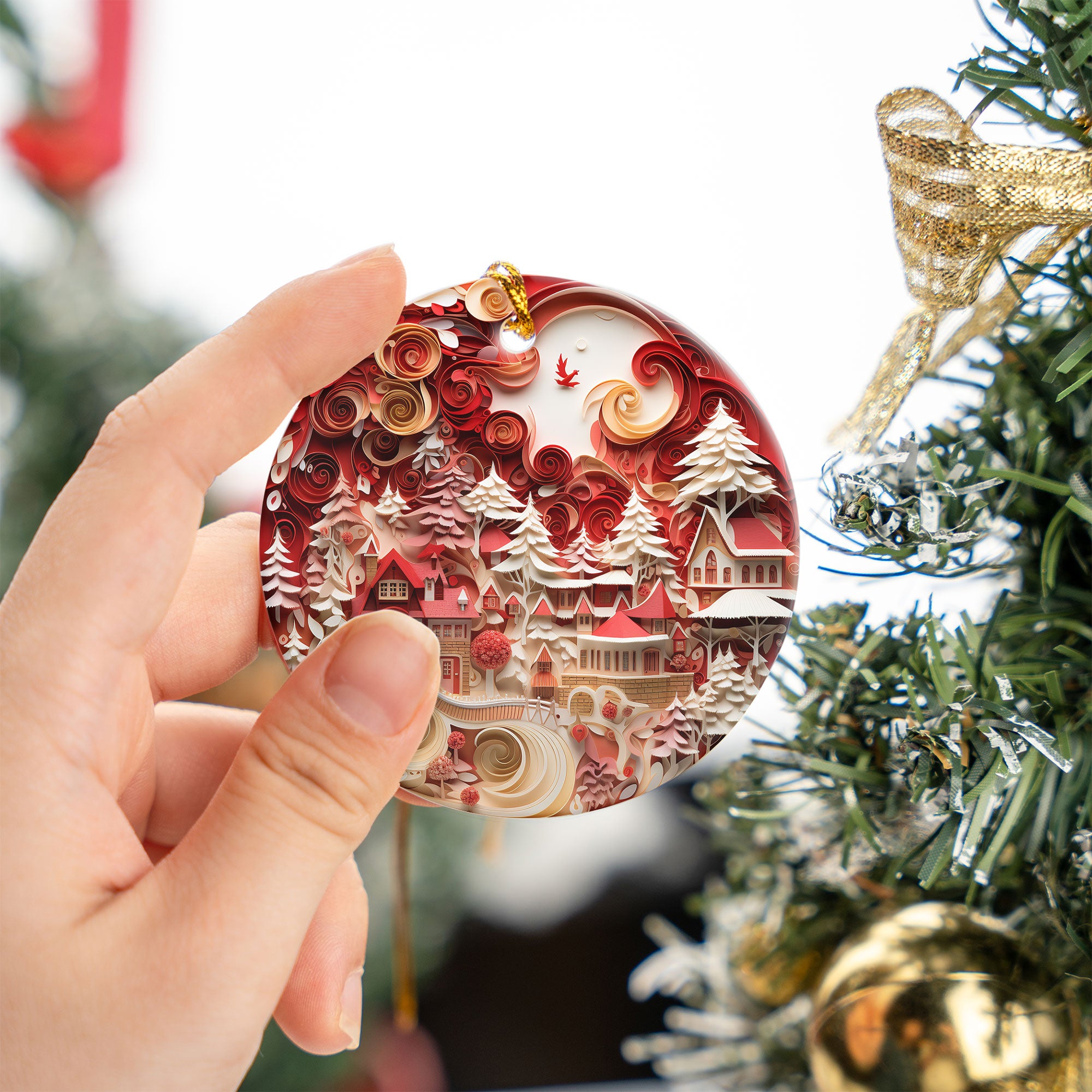 Christmas Ornament 2026, Christmas Village Ornament, Snowy Village Keepsake Gift, Holiday Decor, Xmas Tree Decoration, Winter Scene