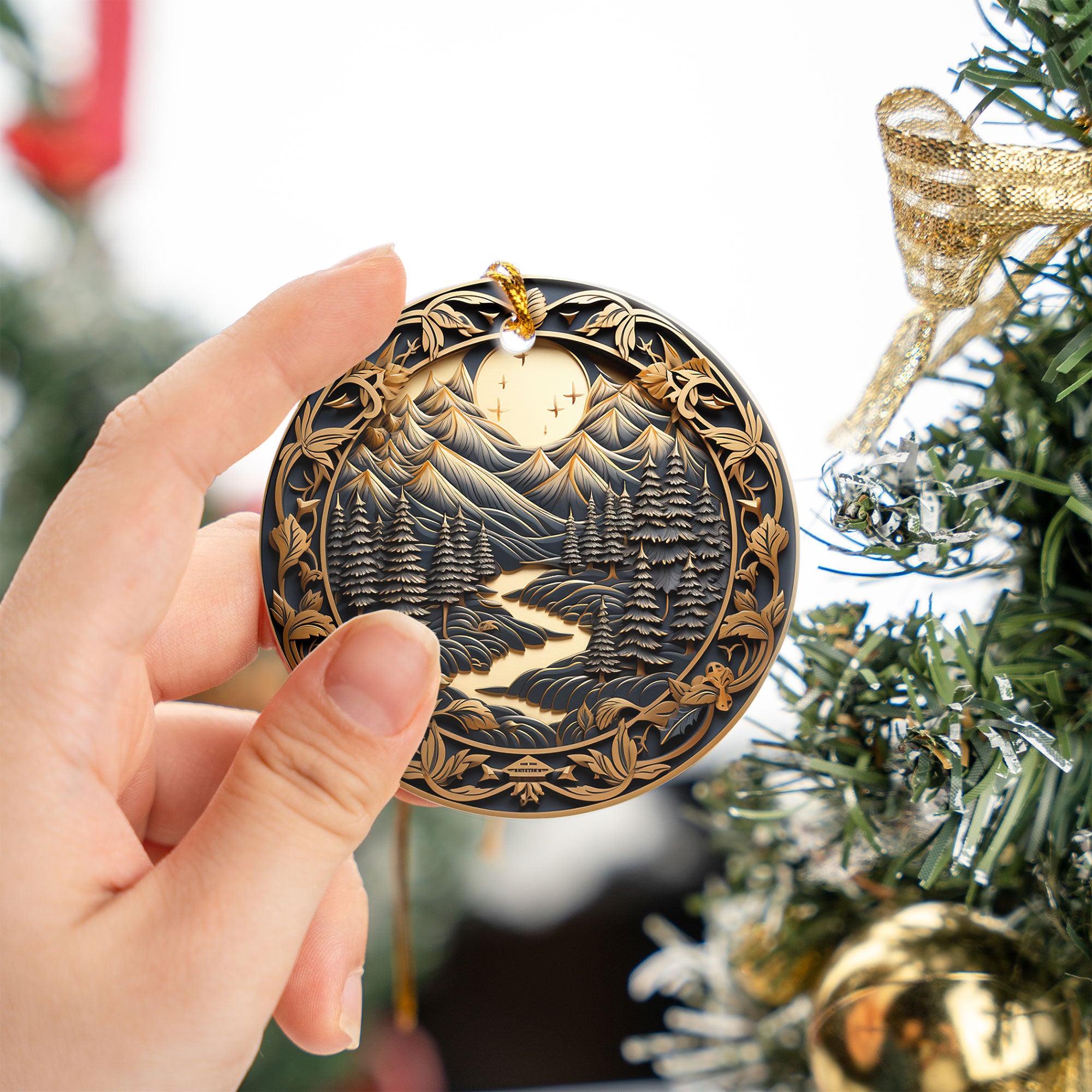 Mountain Forest Ornament, Christmas Tree Ornament 2026, Christmas Ornament, Holiday Deco