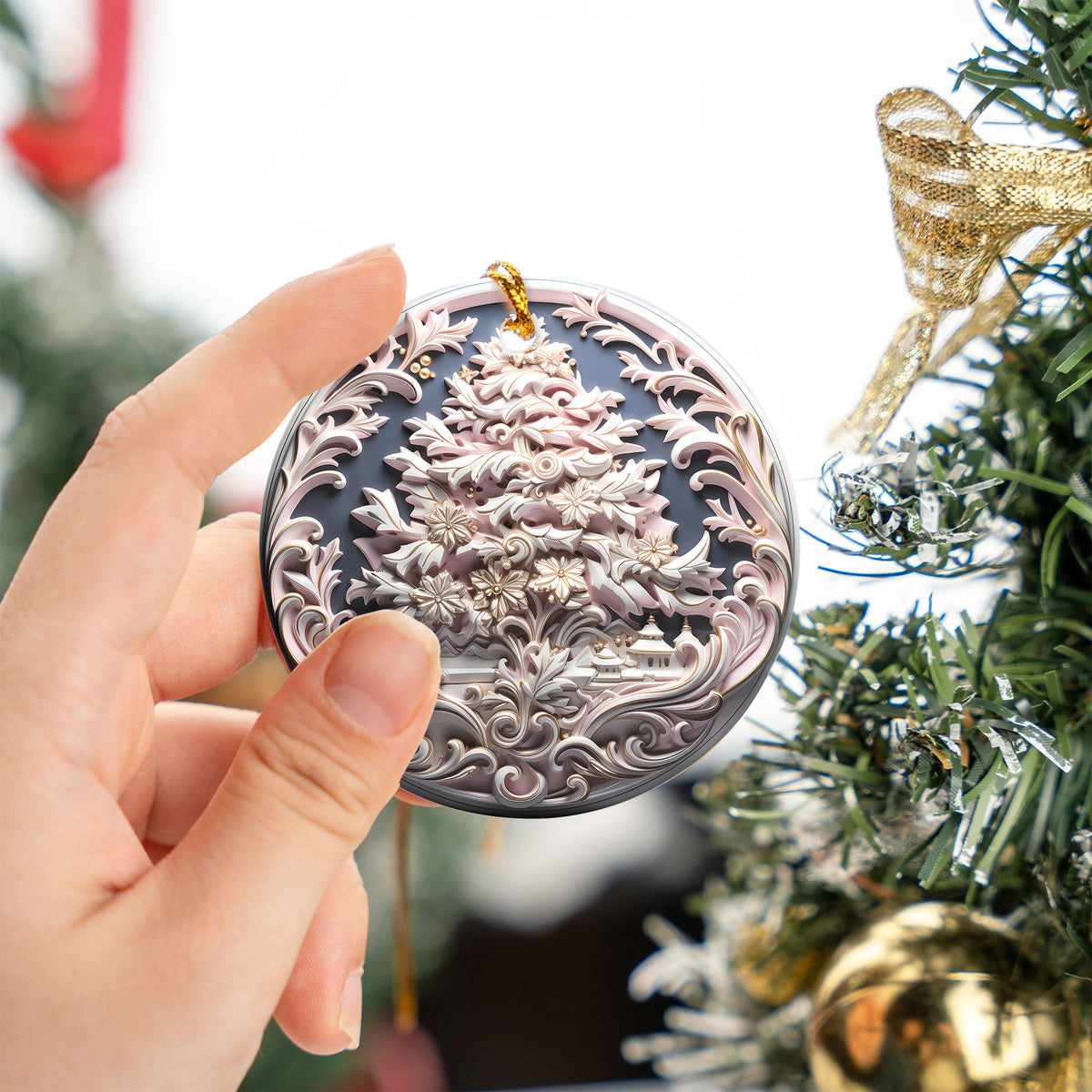Christmas Tree Ornament 2026, Elegant Christmas Tree Ceramic Ornament, Holiday Tree Decoration