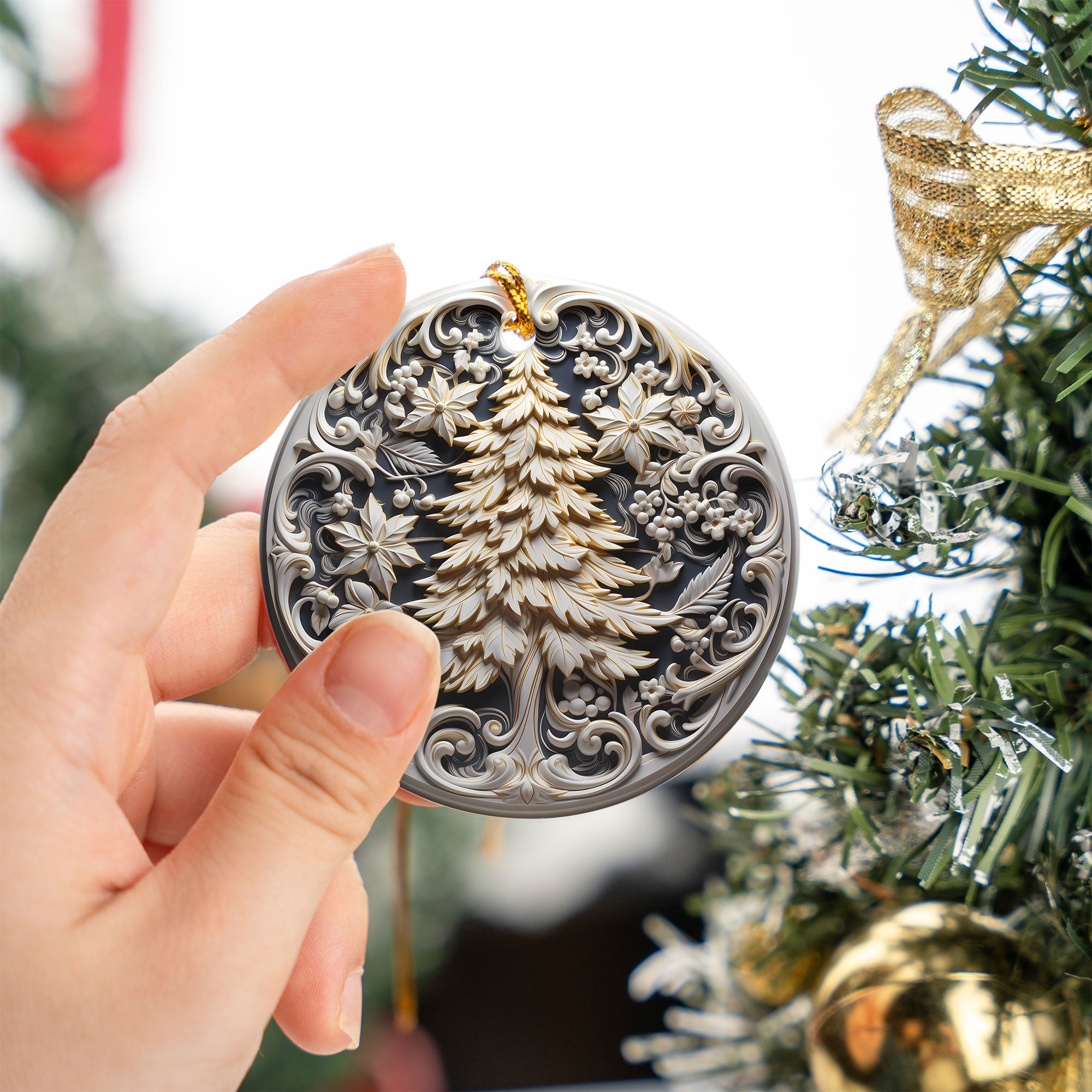 Christmas Tree Keepsake Ornament 2026, Elegant Ceramic Holiday Ornament, Festive Tree Decoration, Christmas Gift for Family and Friends