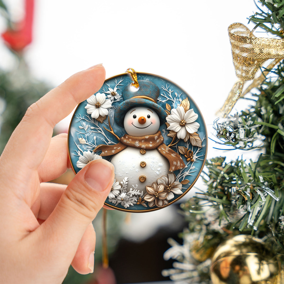 Blue Snowman Christmas Ornament 2026, Winter Tree Ornament, Holiday Keepsake Decoration
