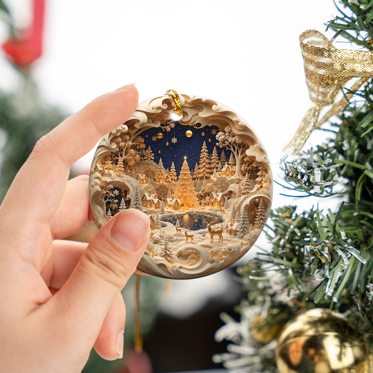 Christmas Ornament 2026, Snowy Village Scene, Winter Christmas Village Decor, Holiday Tree Ornament, Christmas Keepsake Gift