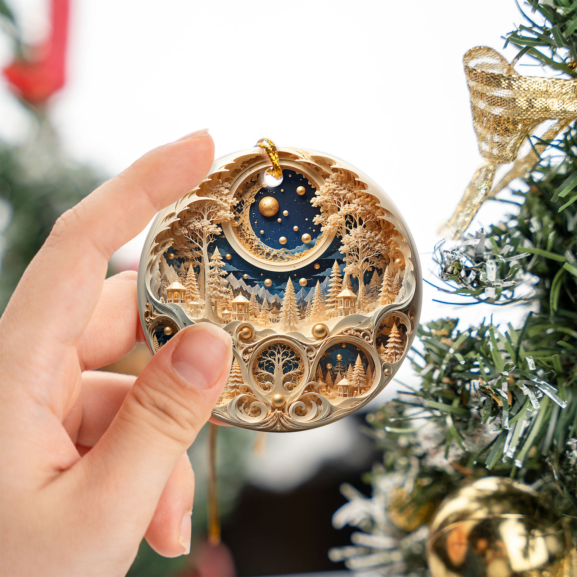 Christmas Ornament 2026, Snowy Village Scene, Winter Christmas Village Decor, Holiday Tree Ornament, Christmas Keepsake Gift (Copy)